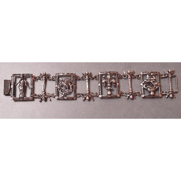 Vintage Guglielmo Cini Sterling Etruscan Bracelet Griffin Della Robbia - Picture 4 of 10